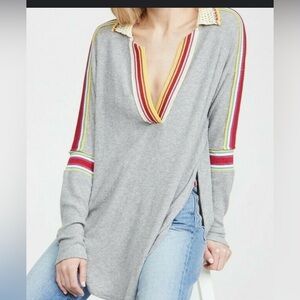 WE THE FREE FEELING MAGICAL RIBBED KNIT HI-LOW TOP HEATHER GREY Sz S